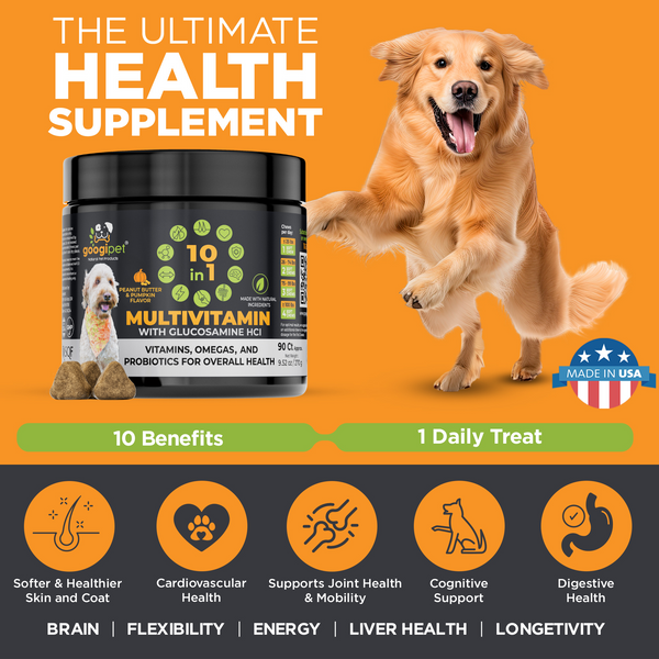 10 in 1 Multivitamin Chews for Dogs (Peanut Butter & Pumpkin Flavor) - gocyberbiz.com