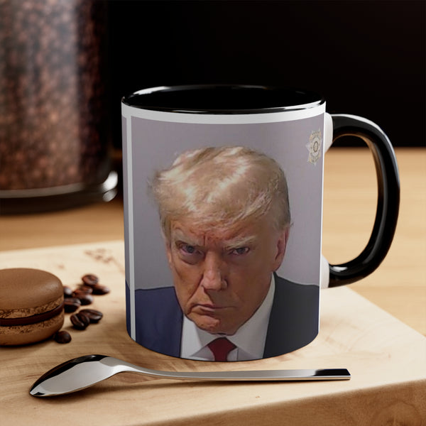 Trump's Mug Shot on a Accent Coffee Mug, 11oz