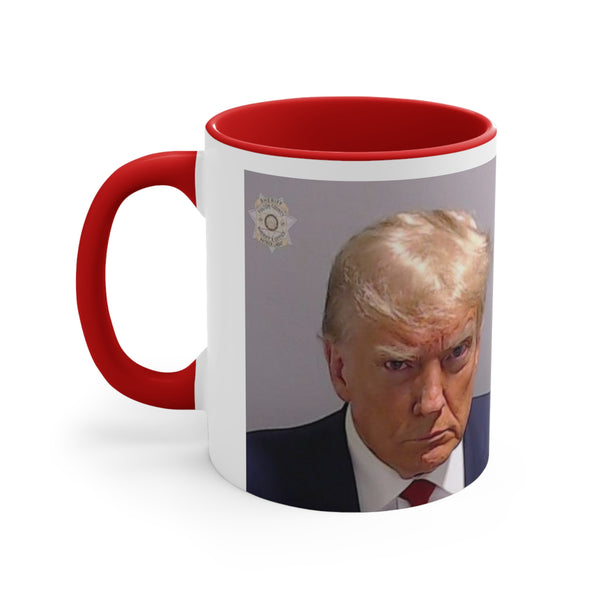 Trump's Mug Shot on a Accent Coffee Mug, 11oz