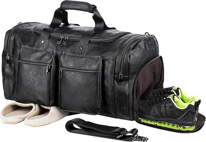 Men’s Leather Duffel Bag – Carry-On Travel 52L Travel - gocyberbiz.com