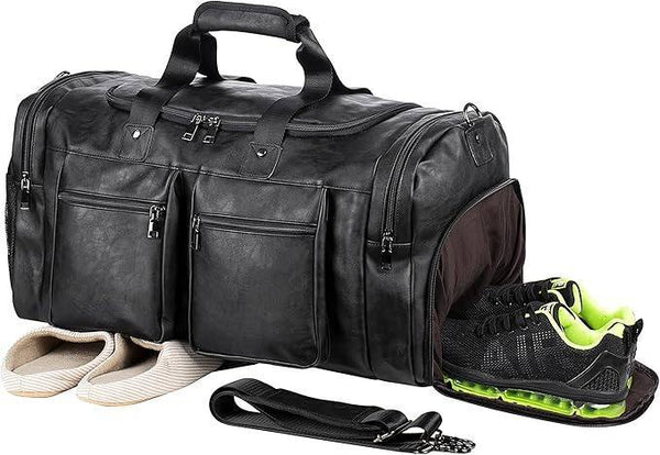 Men’s Leather Duffel Bag – Carry-On Travel 52L Travel - gocyberbiz.com