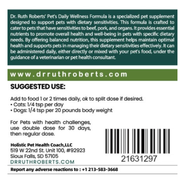 Pet's Daily Wellness Formula - For Pets With Pork/Beef Allergy - gocyberbiz.com