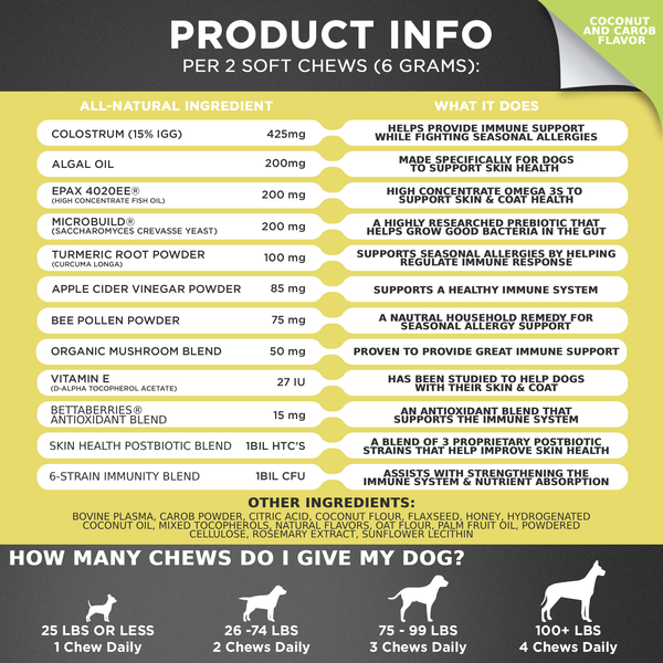 Allergy & Immune Support Chews for Dogs (Coconut & Carob Flavor) - gocyberbiz.com