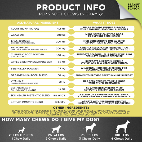 Allergy & Immune Support Chews for Dogs (Peanut Butter Flavor) - gocyberbiz.com
