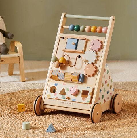 Tiny Land® Versatile Natural Wooden Baby Walker - gocyberbiz.com