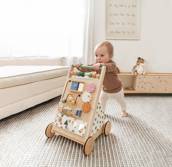 Tiny Land® Versatile Natural Wooden Baby Walker - gocyberbiz.com