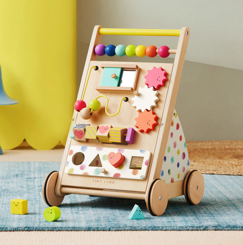 Tiny Land® Premium Natural Wooden Activity Walker - gocyberbiz.com