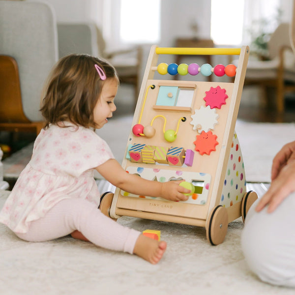 Tiny Land® Premium Natural Wooden Activity Walker - gocyberbiz.com