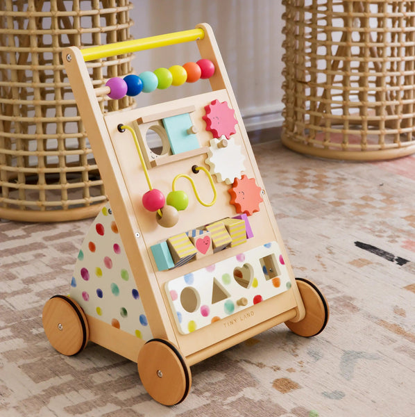 Tiny Land® Premium Natural Wooden Activity Walker - gocyberbiz.com