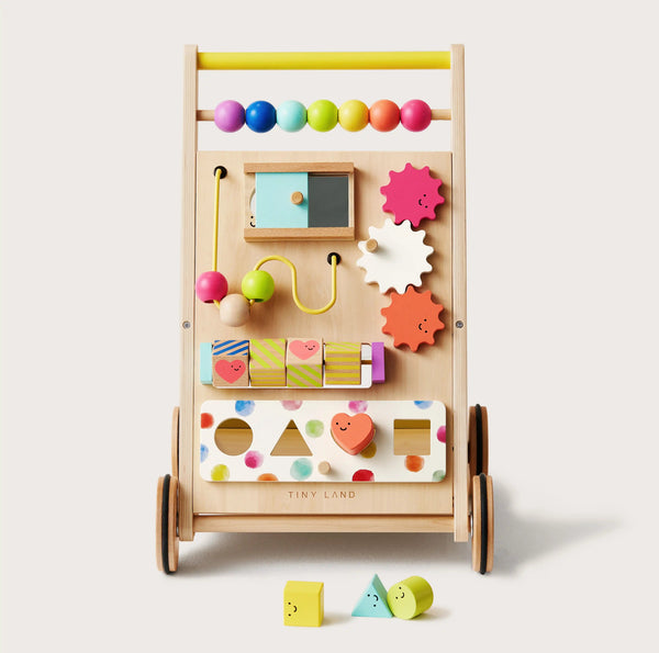 Tiny Land® Premium Natural Wooden Activity Walker - gocyberbiz.com