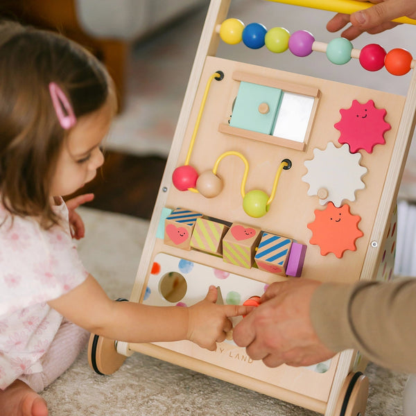 Tiny Land® Premium Natural Wooden Activity Walker - gocyberbiz.com