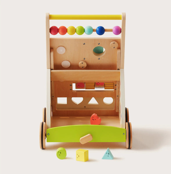Tiny Land® Premium Natural Wooden Activity Walker - gocyberbiz.com