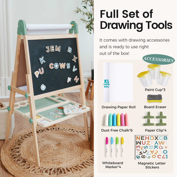 Tiny Land® Magnitales Easel for Kids - Green - gocyberbiz.com