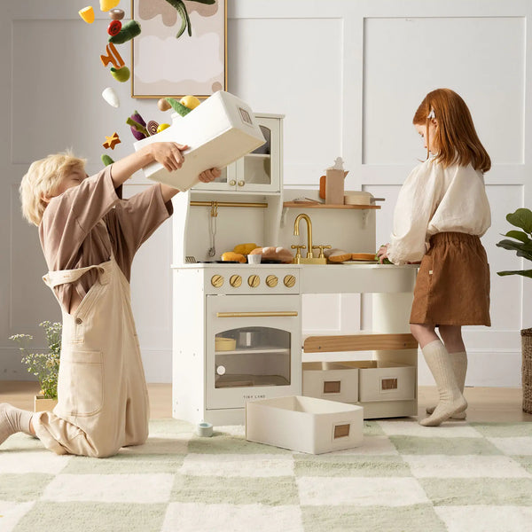 Tiny Land® Wooden Play Kitchen with Storage for Creative Toddlers - gocyberbiz.com