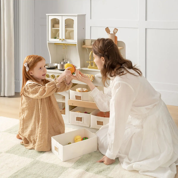 Tiny Land® Wooden Play Kitchen with Storage for Creative Toddlers - gocyberbiz.com
