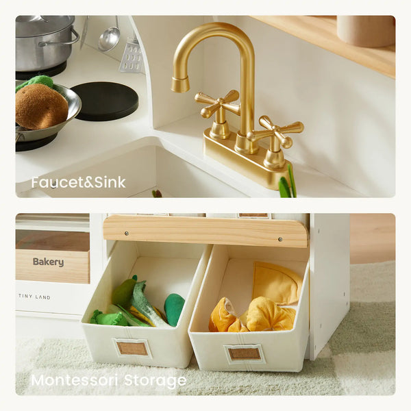 Tiny Land® Wooden Play Kitchen with Storage for Creative Toddlers - gocyberbiz.com