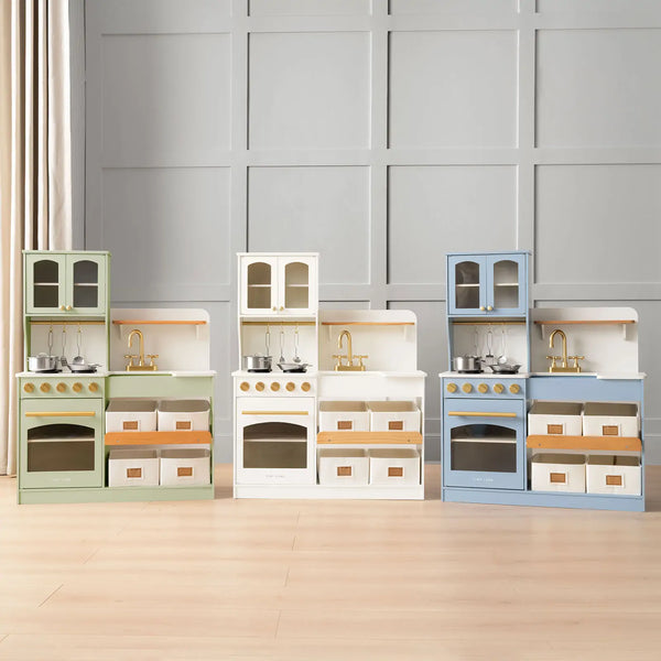 Tiny Land® Wooden Play Kitchen with Storage for Creative Toddlers - gocyberbiz.com