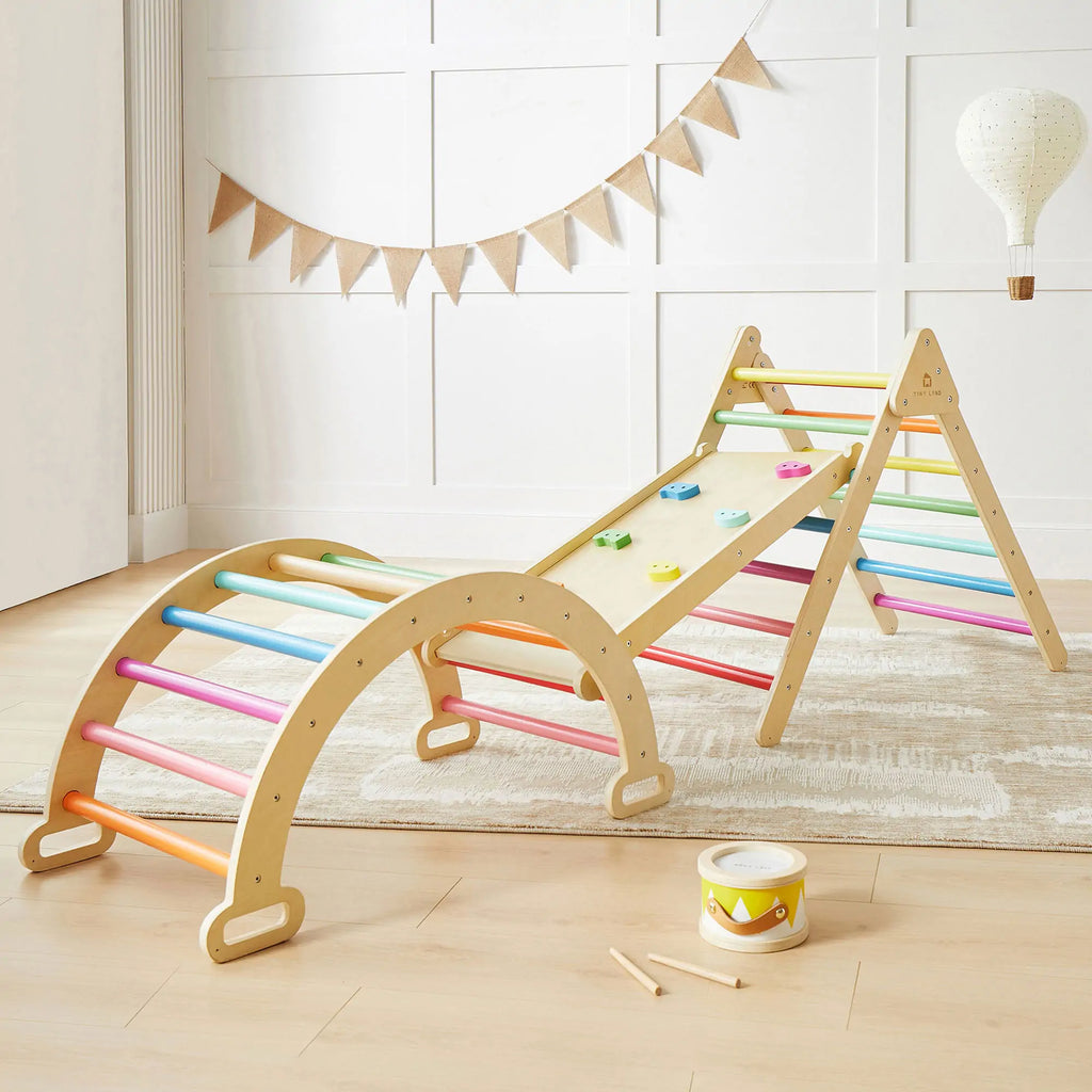 Tiny Land® 7-in-1 Rainbow Climbing Set - gocyberbiz.com