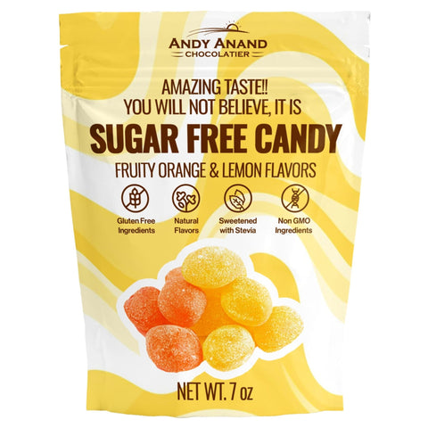 Andy Anand Delicious Sugar Free Fruity Orange & Lemon Flavors, Stevia Candy for Diabetics Irresistible Taste, European Imported Sugar Free Hard Candy - A Delicious Treat 7 Oz - gocyberbiz.com