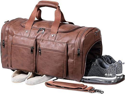 Men’s Leather Duffel Bag – Carry-On Travel 52L Travel - gocyberbiz.com