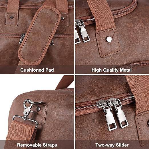 Men’s Leather Duffel Bag – Carry-On Travel 52L Travel - gocyberbiz.com