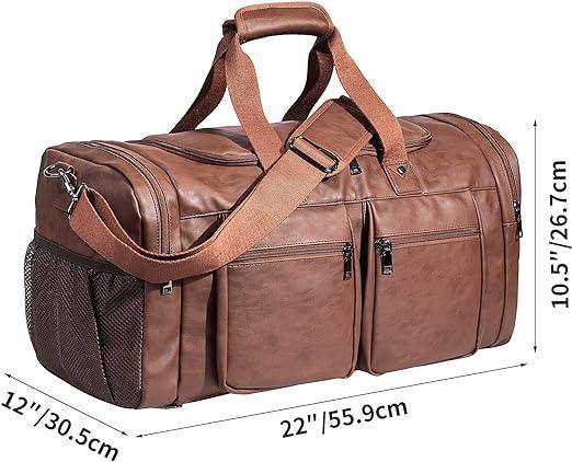 Men’s Leather Duffel Bag – Carry-On Travel 52L Travel - gocyberbiz.com