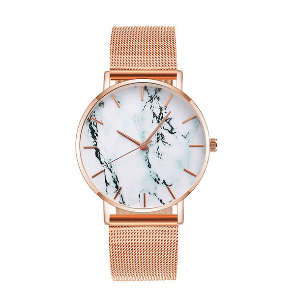 Fashion Rose Gold Mesh Band Creative Marble Female Wrist Watch Luxury Women Quartz Watches Gifts Relogio Feminino Drop Shipping - gocyberbiz.com