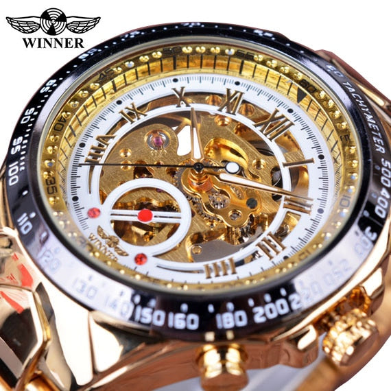 Mechanical Sport Design Golden Men's Watches - gocyberbiz.com