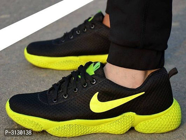 Men's Black Green Mesh Smart & Trendy Sports Shoes