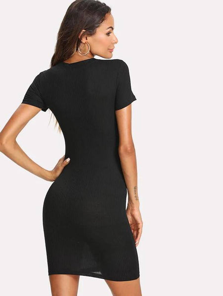 Women's Rib Knit From Fitting Dress