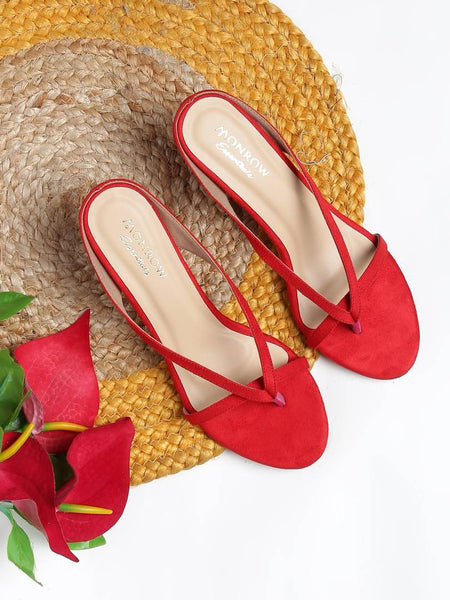 Women's Ivory Red Kitten Heel