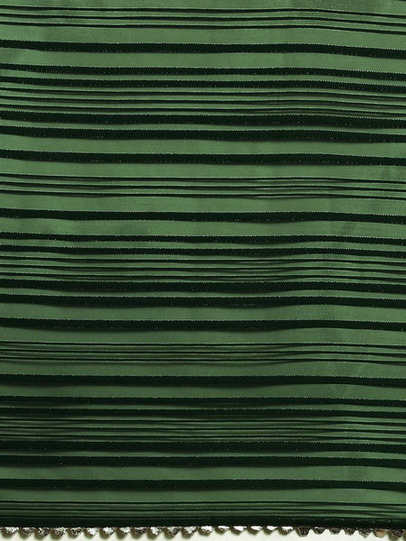 Women's Green & Black Pure Georgette Striped Mysore Silk Saree With Blouse Piece
