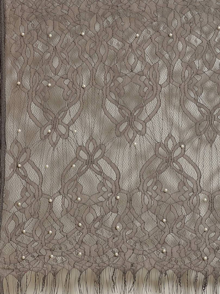 Women's Grey Woven Design Supernet Saree With Blouse Piece