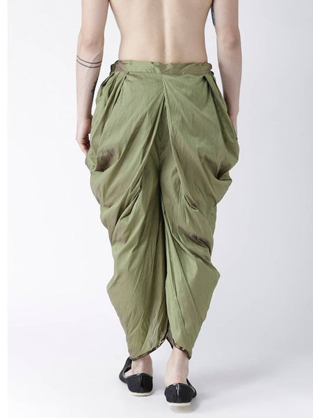 Deyann Men Green Silk Dhoti