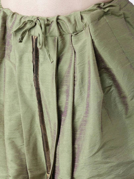 Deyann Men Green Silk Dhoti