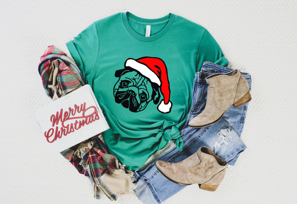 Santa Pug Shirt, Pug Christmas Shirt, Dog Lover Shirt