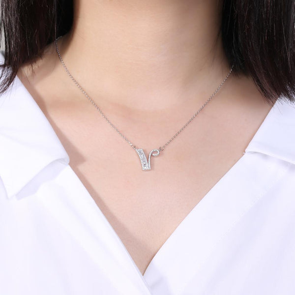 Sterling Silver Letter Pendant Necklace - gocyberbiz.com