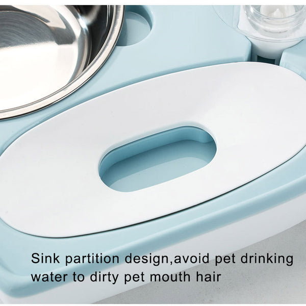 2 In 1 Pet Dog Cat Water Food Bowl Set Automatic Water Dispenser Bottle  Detachable Stainless Steel Small Puppy Dog Food Bowl - gocyberbiz.com