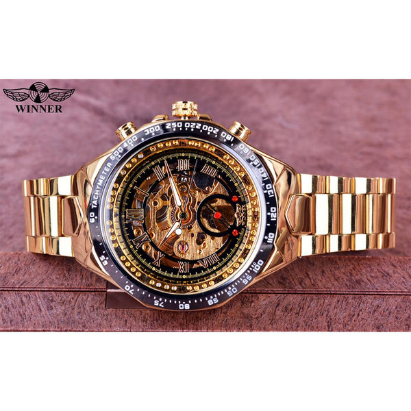 Mechanical Sport Design Golden Men's Watches - gocyberbiz.com