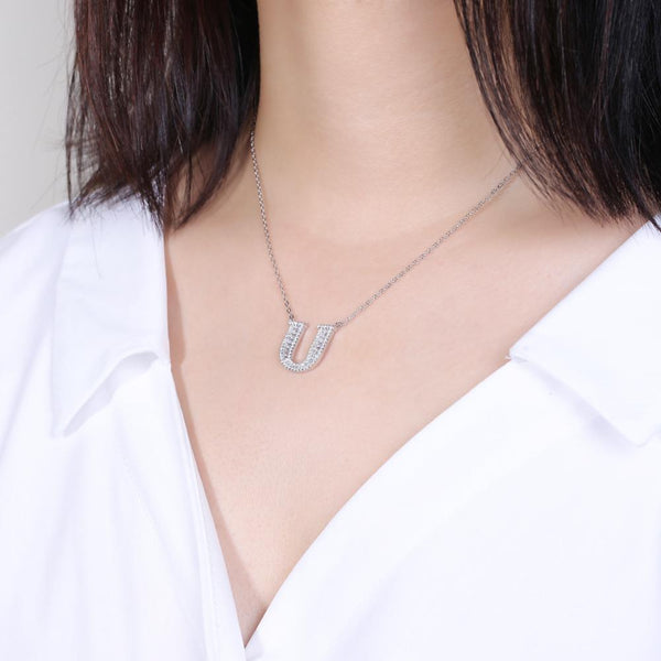 Sterling Silver Letter Pendant Necklace - gocyberbiz.com