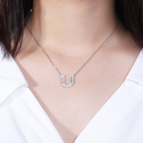 Sterling Silver Letter Pendant Necklace - gocyberbiz.com