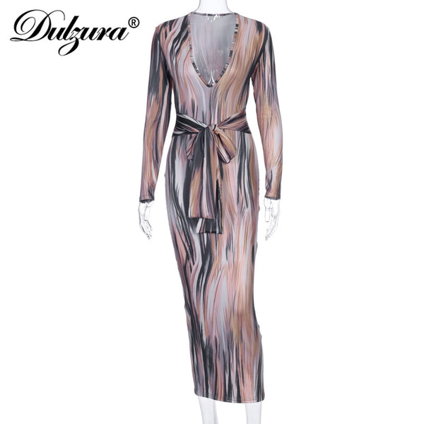 Dulzura tie dye long sleeve bodycon - gocyberbiz.com