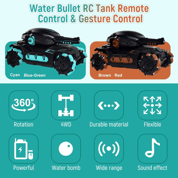 RC Car Big Size 4WD Tank RC Toy Water Bomb Shooting Competitive Gesture Controlled Tank Remote Control Drift Car Adult Kids Toys - gocyberbiz.com