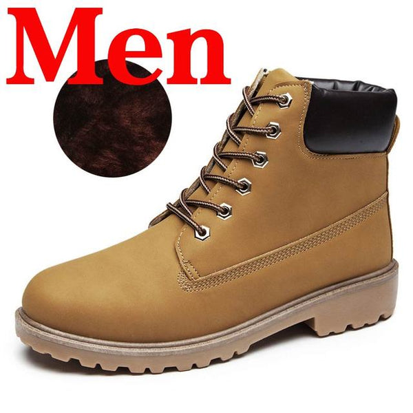 Winter Men Boots PU Outdoor Snow Ankle Boots Male Lace Up Anti-slip Booties British Sneakers Plus Size 46 Zapatos De Hombre - gocyberbiz.com