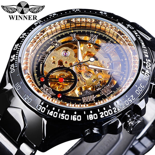 Mechanical Sport Design Golden Men's Watches - gocyberbiz.com
