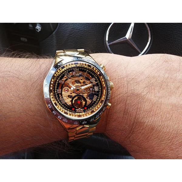 Mechanical Sport Design Golden Men's Watches - gocyberbiz.com