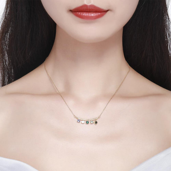 Sterling Silver Necklace with  Crystals - gocyberbiz.com