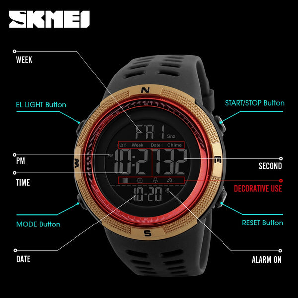 SKMEI Brand Mens Sports Watches Luxury Military Watches For Men - gocyberbiz.com