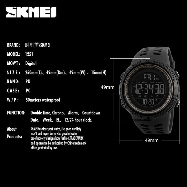 SKMEI Brand Mens Sports Watches Luxury Military Watches For Men - gocyberbiz.com